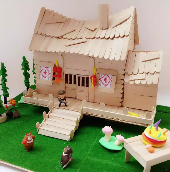 rumah dari stik es krim yang bagus kayu