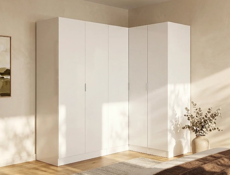 Lemari Pakaian Minimalis 3 Pintu Duco Putih Modern Model L